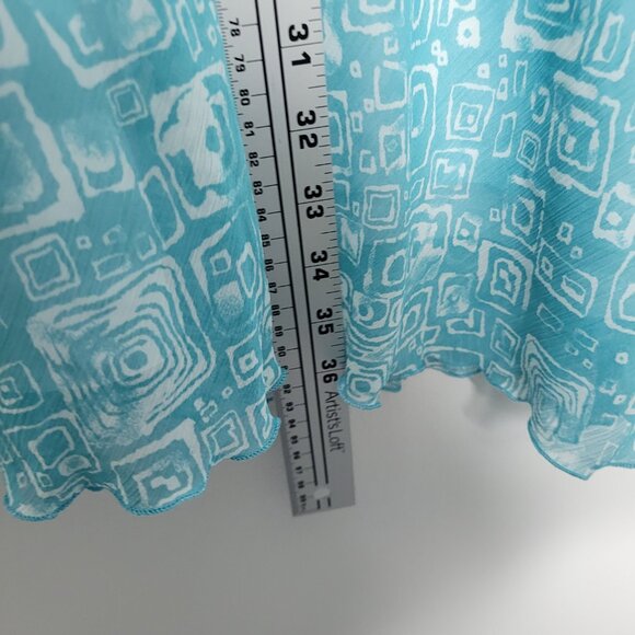 Vintage y2k blue teal white geometric print maxi artsy skirt size 12 - Picture 7 of 7
